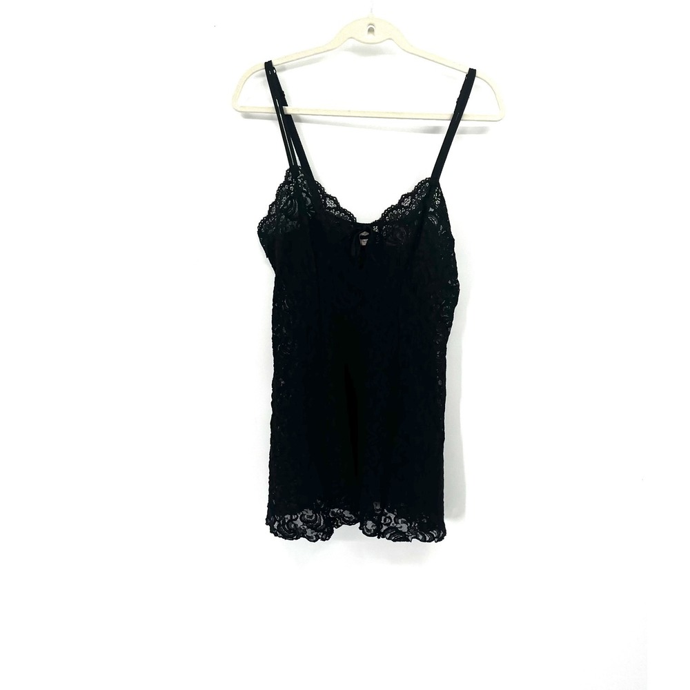 Sophia by delicates Black lace strap slip dark coquette lingerie whimsigoth M